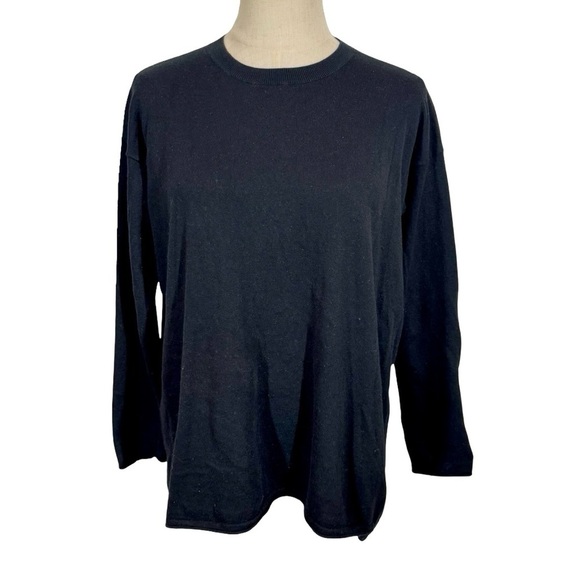 C.T. PLAGE Cotton Cashmere Goat Crewneck Boxy Pullover Sweater Black Sz:40 Japan - Picture 2 of 10